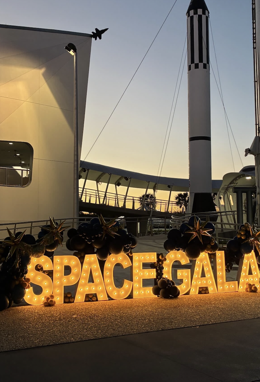 Space Gala sign at the Kennedy Space Center